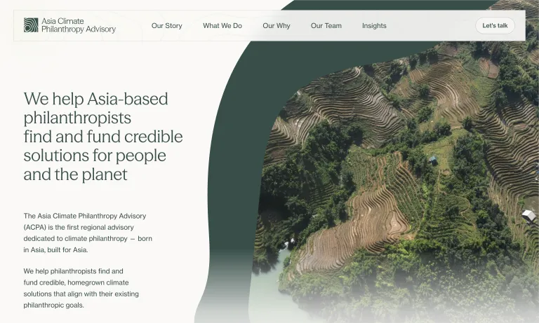 Asia Climate Philanthropy Advisory website design