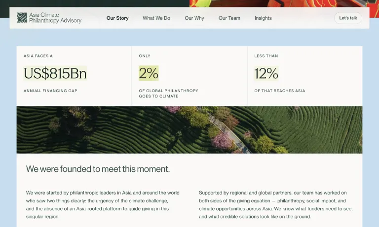 Asia Climate Philanthropy Advisory website design